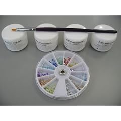60ml UV-Gelset 1-Phasen/Aufbau rosa/French rosa/Versiegler + Rondell+Gel-Pinsel