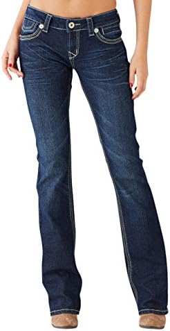Alloy Apparel Women's Rocker Stitch Pocket Bootcut Jean 13 32 Dark Blue Denim