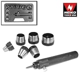 Heavy-Duty Interchangeable 10-Piece Hollow Punch Set with Adjustable Center Pin and Case