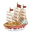 3 Mast White Sails Jewel Box - Cold Cast Resin - 2.75" Height