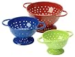 Progressive International Set of Mini Colanders, Blue, Green and Red