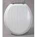 Magnolia Molded Wood Round Toilet Seat with Classic Beadboard Design and Chrome Hinge in White