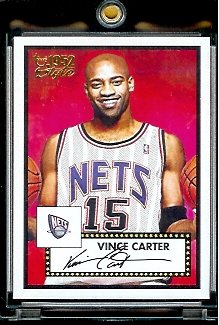 2005 06 Topps Style '52 Vince Carter New Jersey Nets Basketball Card #17 - Mint Condition - In Protective Display Case !!
