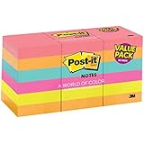 Post-it Notes, 1.5 in x 2 in, Cape Town Collection, 18 Pads/Pack, 100 Sheets/Pad (653-18AU)