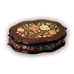 Walnut Glossy Finish Box with Inlaid Roses