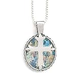 18 Round Ancient Glass Cross Necklace