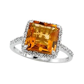 Buy 3.88 cttw Genuine Citrine Ring by Effy CollectionŽ - 14kt White Gold by Finejewelers