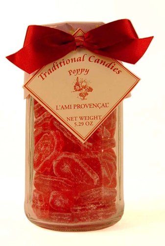 3 Jars of Red Poppy L'Ami Provencal all natural hard candies 5.3 oz in glass jar by Anise