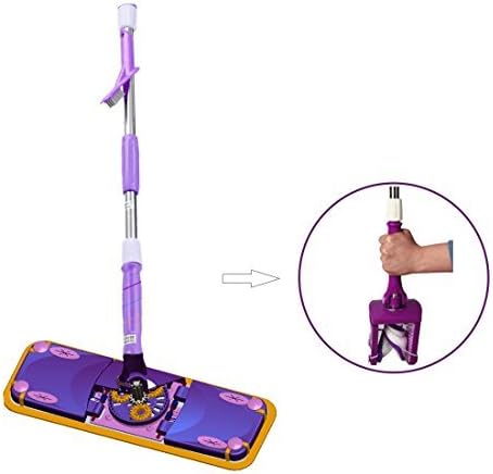 Carmilo Smart Microfiber Floor Dust Flat Mop Purple Twist Dry Function 360 Rotation Wet &amp; Dry Double Cleaning System with Hair Brush and Mop Pads ( Stainless Steel Handle + ABS )