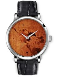 SPRAWL Aanalog Fashion Series Silver Ladies Watches of Genuine Black Leather Strap,Unique Wrist Watch for Women Girls Designed with Dark spots on leaf coffee