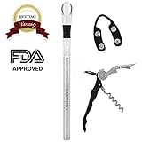 Wine Chiller By Varvino - 3 in 1 Aerator, Pourer and Stainless Steel Cooling Stick - Includes a Waiter's Corkscrew and Foil Cutter
