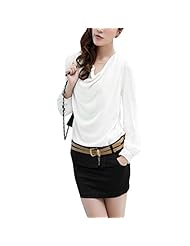 Chiffon/Polyester Colorblocking Long Sleeves Cowl Neck  Dress