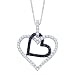 10K White Gold 1/2 ct. Black and White Diamond Heart Pendant with Chain