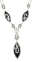 Sterling Silver Marcasite and Blue Gold Stone Necklace, 17"