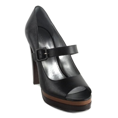 Calvin Klein Women's Kaycie Leather Platform Mary Jane Pump,Black,10 M US