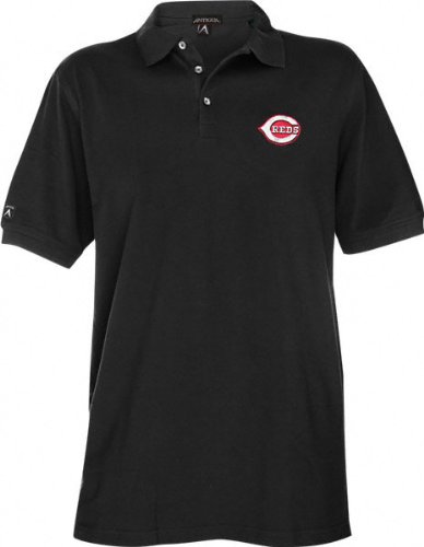 Cincinnati Reds Black Classic Pique Stainguard Polo Shirt
