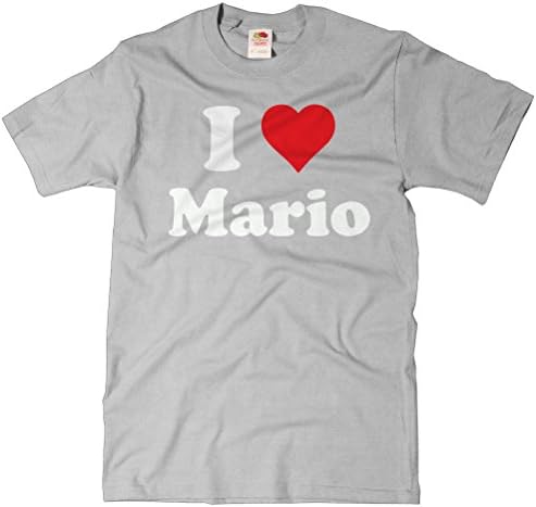 ShirtScope Adult I Heart Mario T-shirt - I Love Mario Tee 3XL Heather Grey