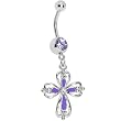 Lavender Cubic Zirconia Double Cross Belly Ring