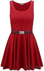 Plus Size Sleeveless Elastane/Polyester Grecian Belted Skater Dress/Maxi Dress 