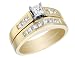 Diamond Princess Engagement Ring & Wedding Band Set 7/8 Carat (ctw) in 14K Yellow Gold