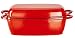 Color Cast 26258 2-in-1 4.75-Quart Rectangular Roaster with Special Grill Pan Lid, Black Interior, Red Exterior