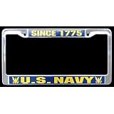 Metal Car License Plate Frame - Since 1775 Us Navy Anchor Armed Forces Military Seal... 