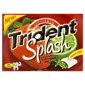 Trident Splash Sugar Free Gum, Strawberry - Lime, 9-Count (Pack of 10)