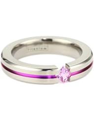 Womens Grey Titanium Princess-Cut Pink Sapphire with Pink Anodized Channel
