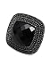 Hematite Tone Oversized Square Jet Black Gem Stretch Ring