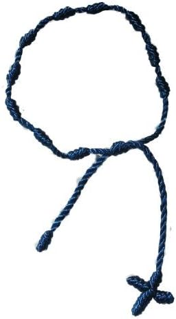 Dark Blue Decenario Cross Friendship Rosary Thread Pulseras Bracelet By Knotted