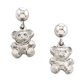 Kids 925 Sterling Silver Teddy Bear Earrings age 0 - 10