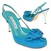 Luciano Padovan Turquoise Flower crepe de Chine & Leather Slingback Shoes