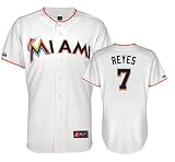MLB Youth Miami Marlins Jose Reyes White Home Short Sleeve Replica Button Front Jersey By Majestic (White, Large)
