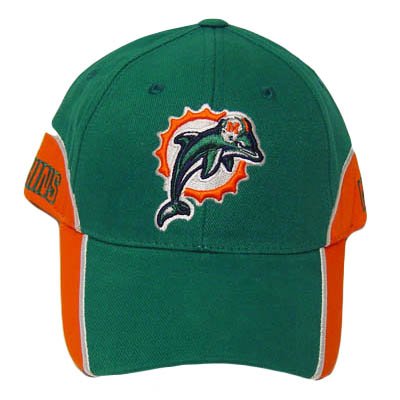 NFL MIAMI DOLPHINS GREEN AQUA ORANGE VELCRO HAT CAP