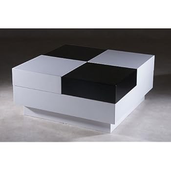 Table basse DONA Bois laqué Noir et blanc