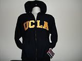Navy Blue Ucla Bruins Full Zip Hooded Sweatshirt Made By Mv Sport with Michigan Yellow and White Stiched Lettering