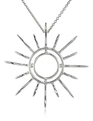 Sterling Silver Sunburst Pendant Necklace , 18"