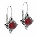 Sterling Silver Bali Beaded Genuine Amber Stone LeverBack Lever Back Earrings