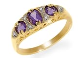 9ct Yellow Gold Amethyst And Diamond Ring Size K