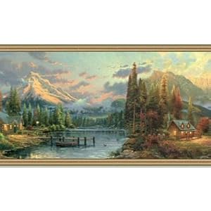 Thomas Kinkade Cabins in Park Wallpaper Border TK074164b