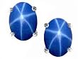 2.00 cttw Genuine Lab Created Star Sapphire Earring Studs - 14kt White Gold