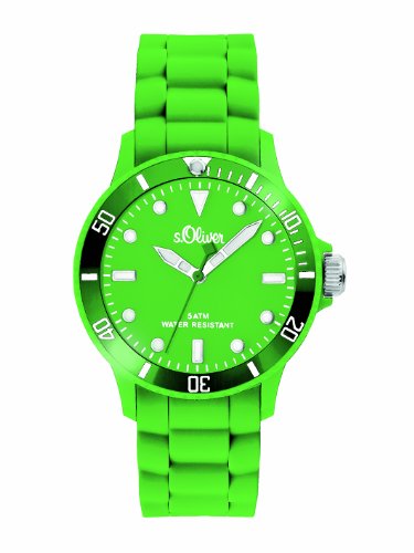 s.Oliver Unisex-Armbanduhr Medium Size Silikon grün SO-2330-PQ