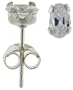 Sterling Silver 0.20 Carat Size (each) Oval Shape CZ Stud Earrings