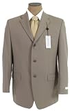 Review Calvin Klein  / Calvin Klein Mens Single Breasted 3 Button Solid Tan Wool Suit - Size 42R