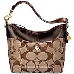 Coach Signature Stripe Small Hobo Shoulder Bag 11688 Mahogany Brown