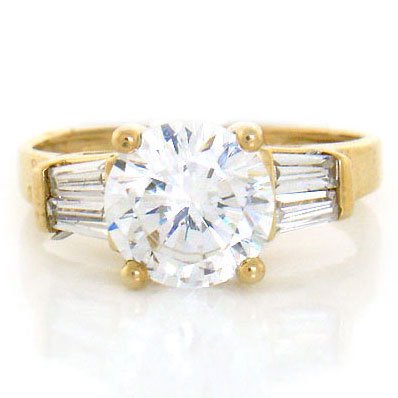 14K Solid Gul gull Hvit CZ Engagement Ring smykker 14K Solid Yellow Gold White CZ Engagement Ring Jewelry