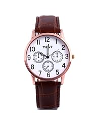 Lumramus Womens Quartz 3 Little Decor Dial Wrist Watch Brown Band Casual Design