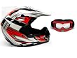 TMS Red Black Dirt Bike ATV Motocross Helmet Off-Road with Goggles (Medium)