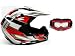 TMS Red Black Dirt Bike ATV Motocross Helmet Off-Road with Goggles (Medium)