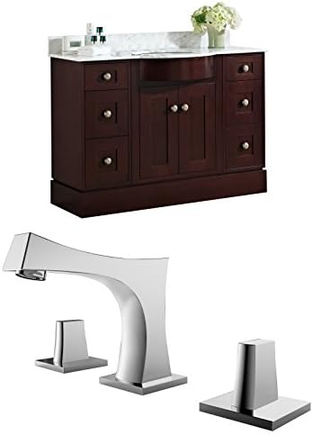 Jade Bath JB-8798 48" W x 22" D Birch Wood-Veneer Vanity Set with 8" o.c. CUPC Faucet, Coffee